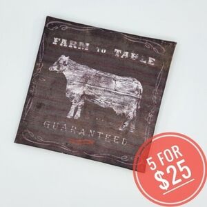 🔴5/$25 FARM TO TABLE "Cow"  Farmhouse Canvas